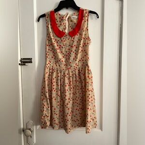 OMGEE USA Small Polka Dot Dress Red Collar